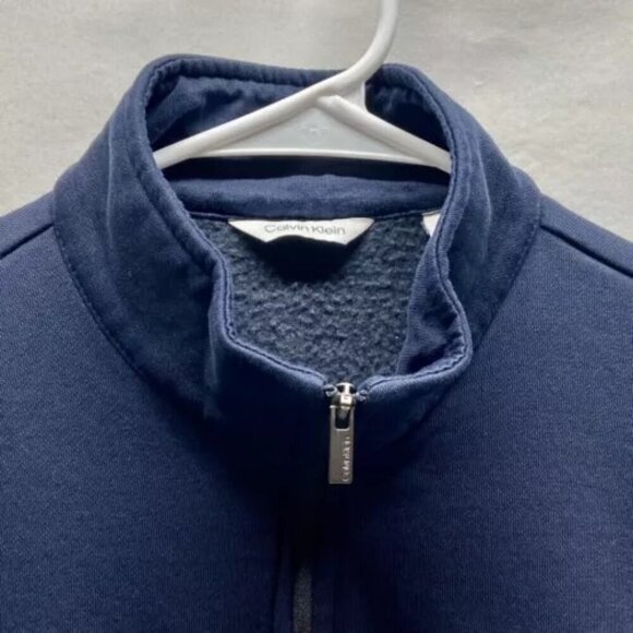 Calvin Klein Men's 1/4 Zip Small Navy Blue Black Grey Long Sleeve Pullover EUC - Picture 2 of 9